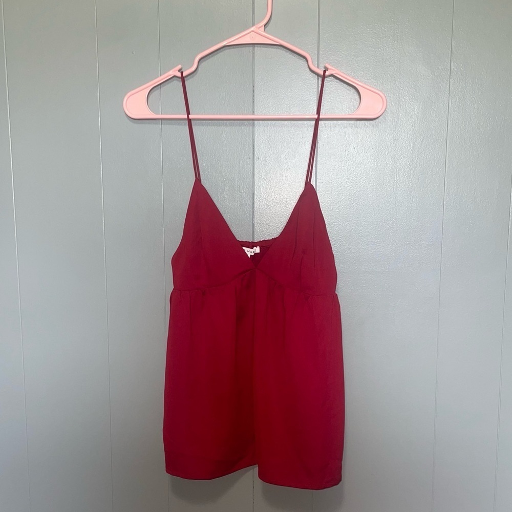 After Market Dark Red V-Neck Babydoll Cami Camisole Tank Small